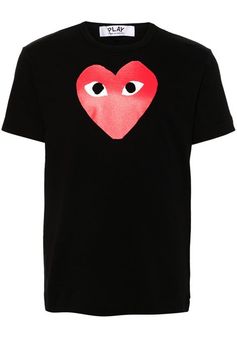 logo print knit t-shirt unisex black COMME DES GARÇONS PLAY | AX-T112-0511